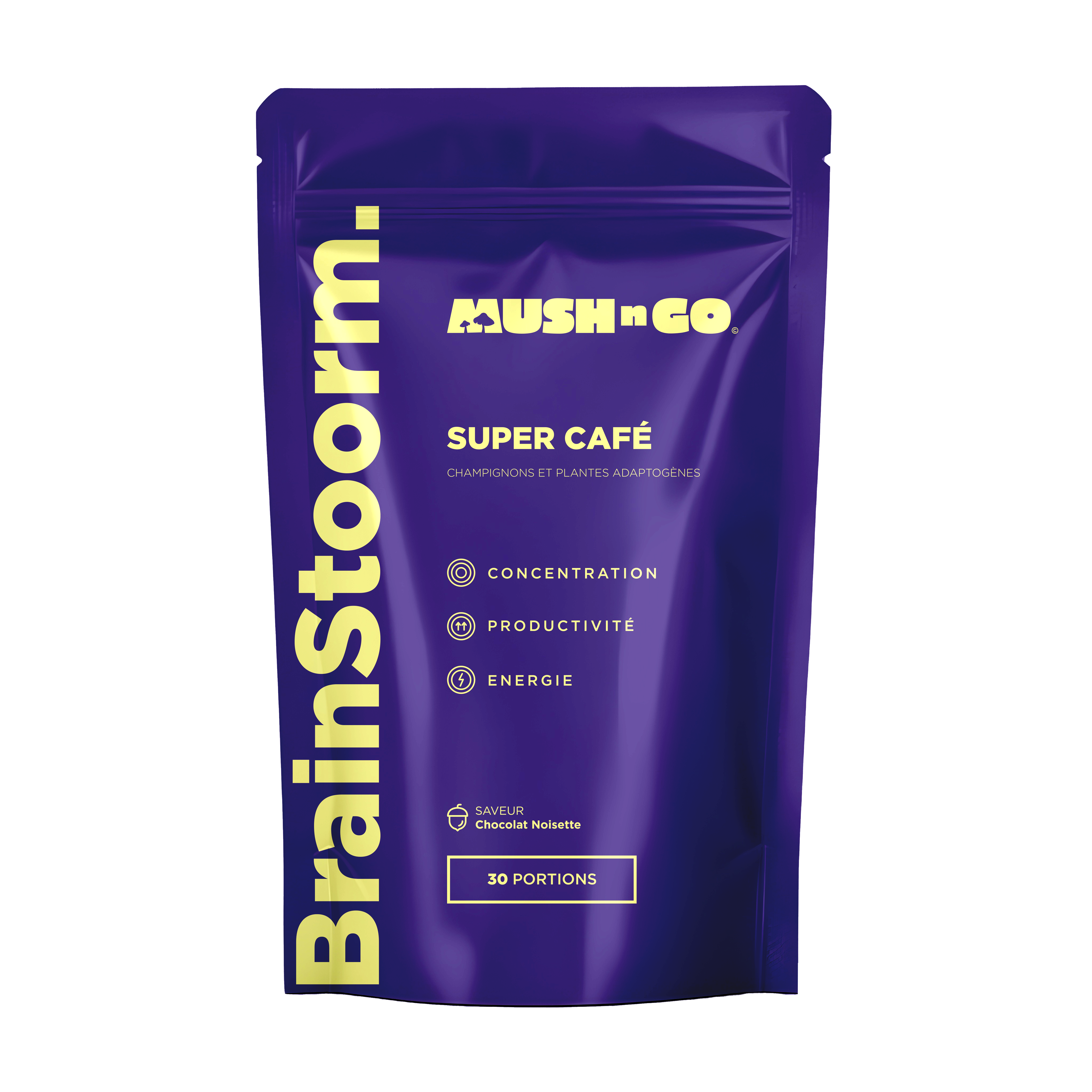 Packshot Brainstoorm — sachet 30 doses + cuillère bambou